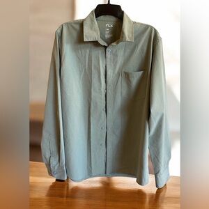 FLX Green Button-Up Shirt men’s size L slim